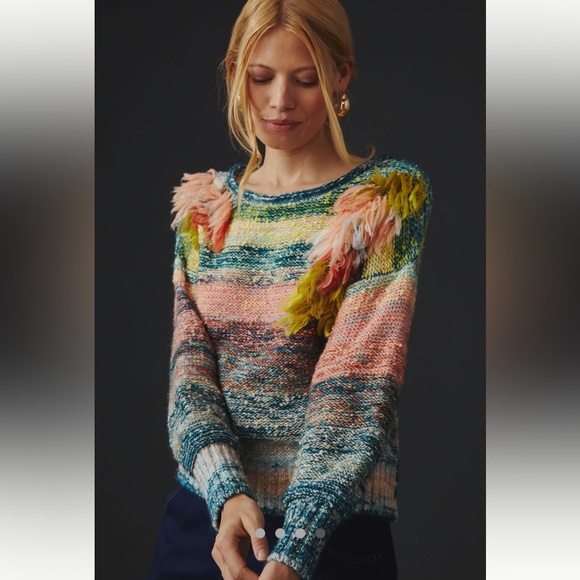 Anthropologie Sweaters - Anthropologie NWT Embellished Ombre Sweater size M.